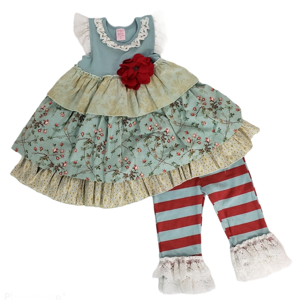Giggle Moon Floral & Lace Ruffle Dress Pants 4T